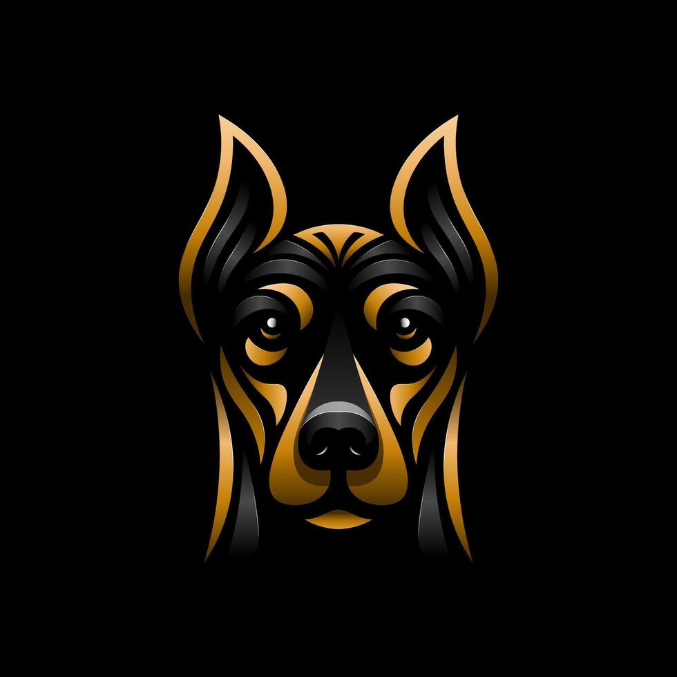 Doberman Dog Head Logo Art Vector Illustration