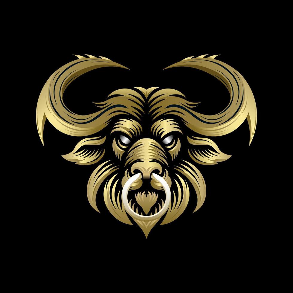 Fantasy Vector of Buffalo King with Golden Touch