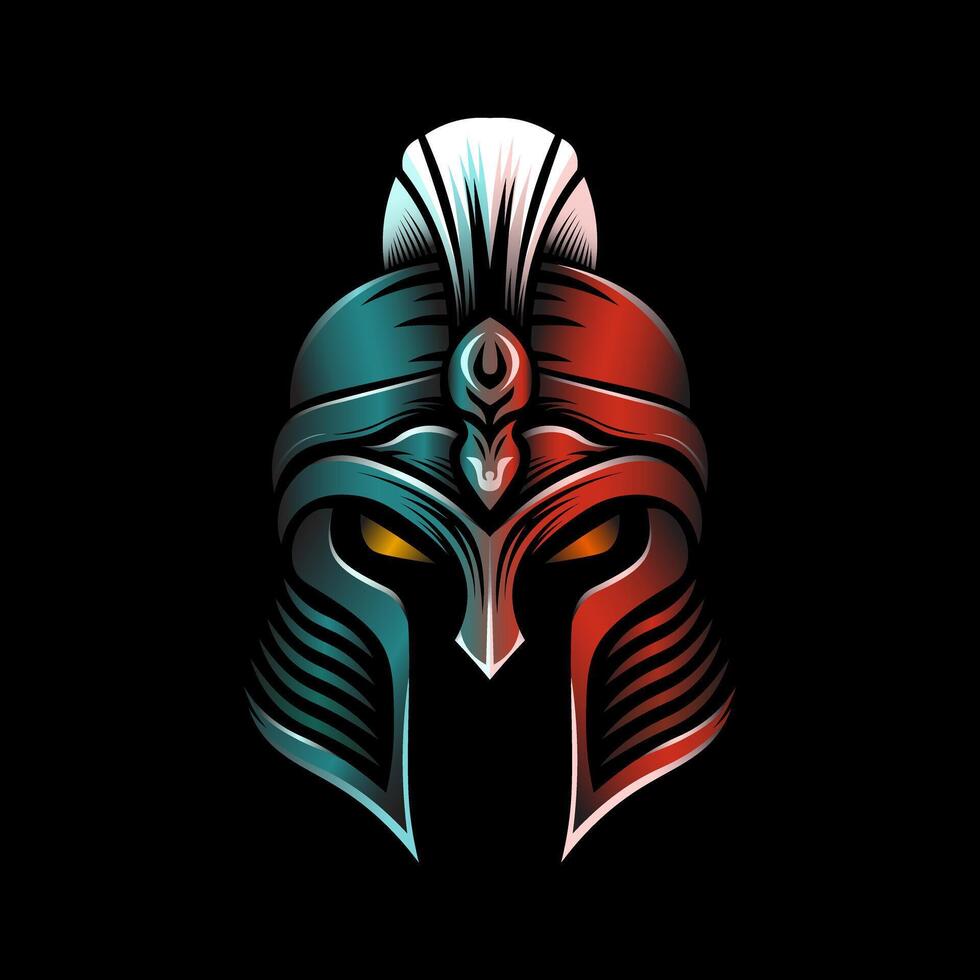 Ancient Roman Spartan Warrior Helmet Vector Illustration