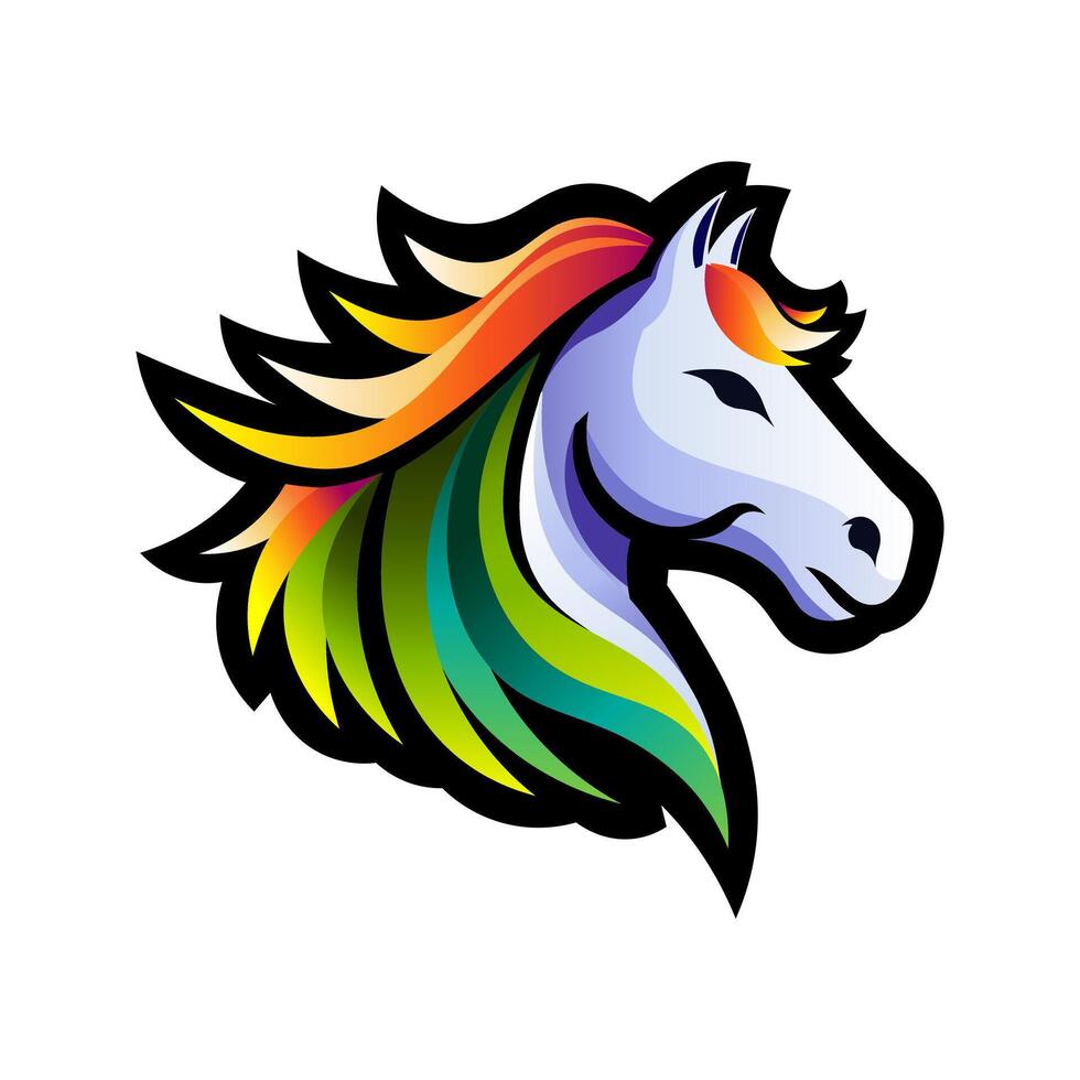 Colorful Horse Logo Art Vector Illustration