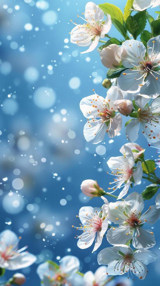 AI generated Cluster of Flowers Hanging From Branch photo