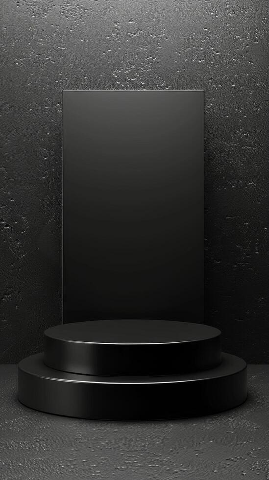 AI generated Black Podium With Top Light photo