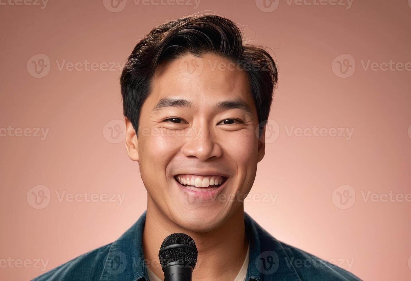 AI Generated A smiling man dressed in casual attire looks confident and approachable. The background is simple and focuses on his friendly demeanor. photo