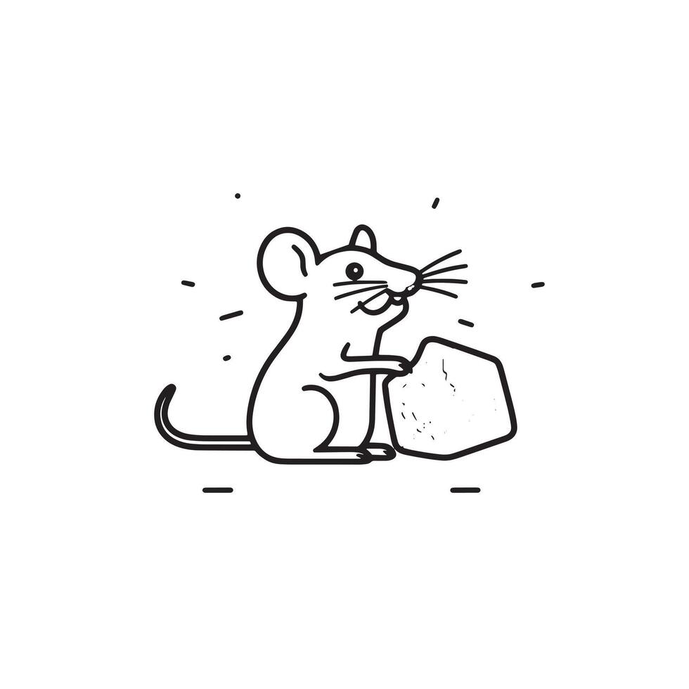 AI generated Simple Line Art of Mouse and Cheese vector