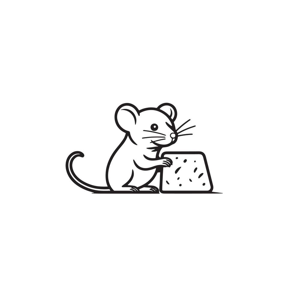AI generated Mouse and Cheese Minimalist Hand Drawn Vector
