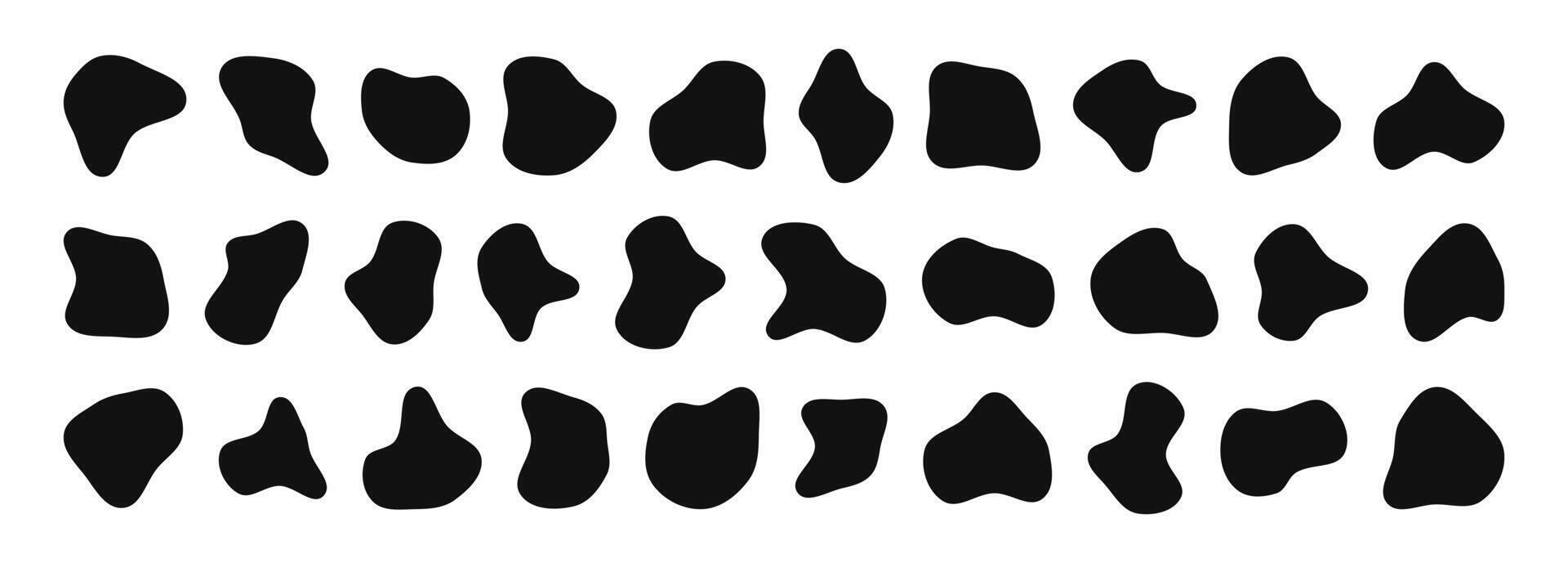 Organic blob shapes. Irregular forms. Asymmetrical flowing liquid circles. Smooth silhouette stones. Collection of isolated vector elements on white background.