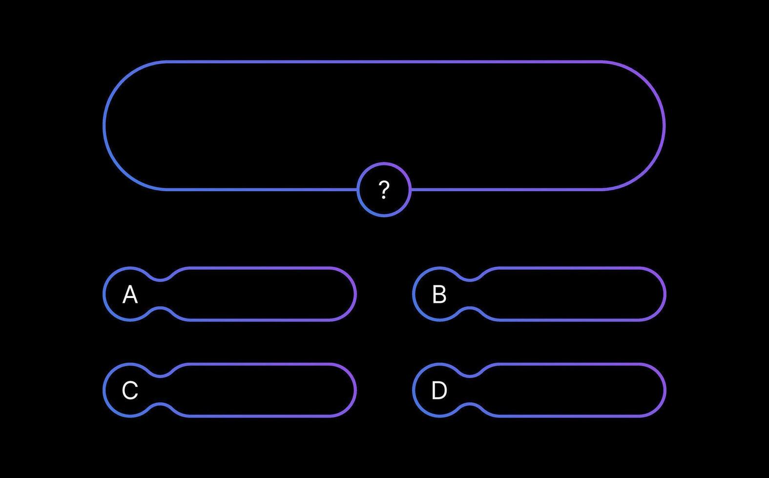 examen prueba juego modelo. múltiple elección preguntas. usado en responder muestra en televisión y social medios de comunicación. vector degradado diseño en negro antecedentes.