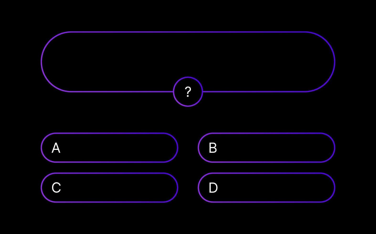 examen preguntas juego modelo. múltiple elección prueba. usado en responder muestra en televisión y social medios de comunicación. vector degradado diseño en negro antecedentes.