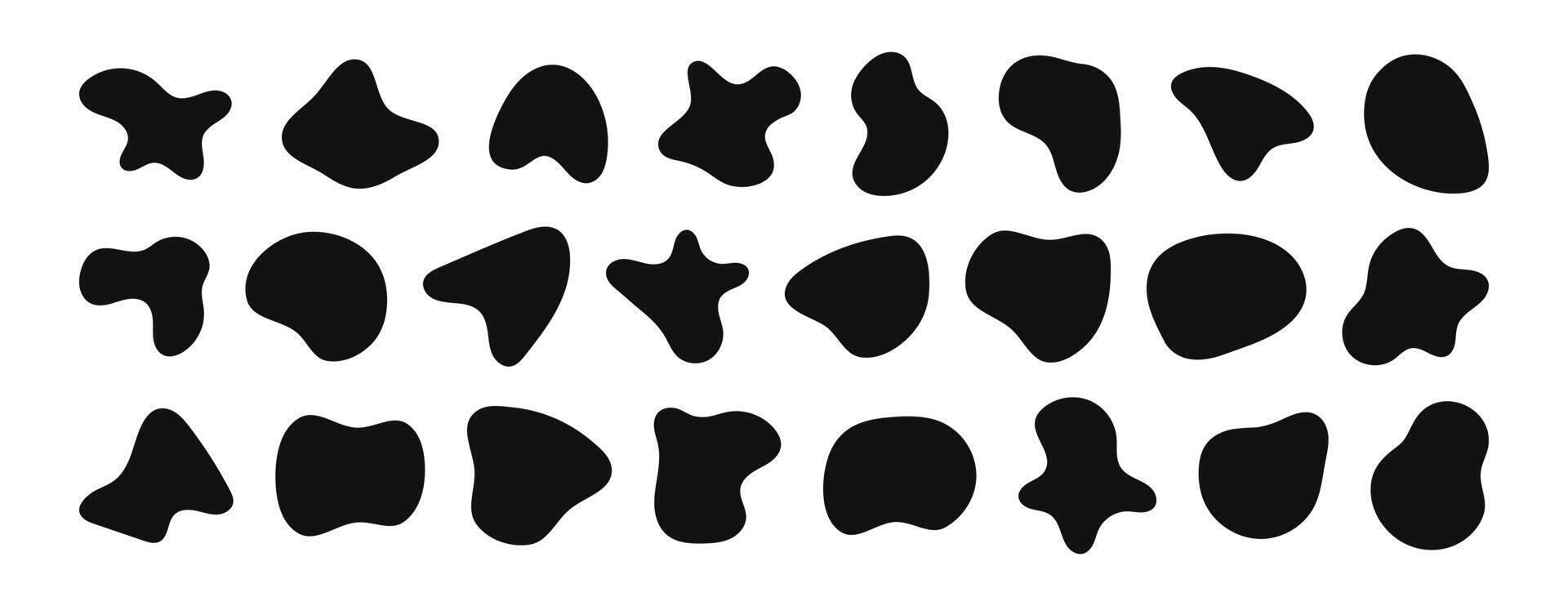 Organic blob shapes. Irregular forms. Asymmetrical flowing liquid circles. Smooth silhouette stones. Collection of isolated vector elements on white background.