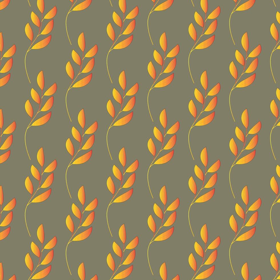 Colorful leaves botanical seamless pattern. Twigs and leaves. vector