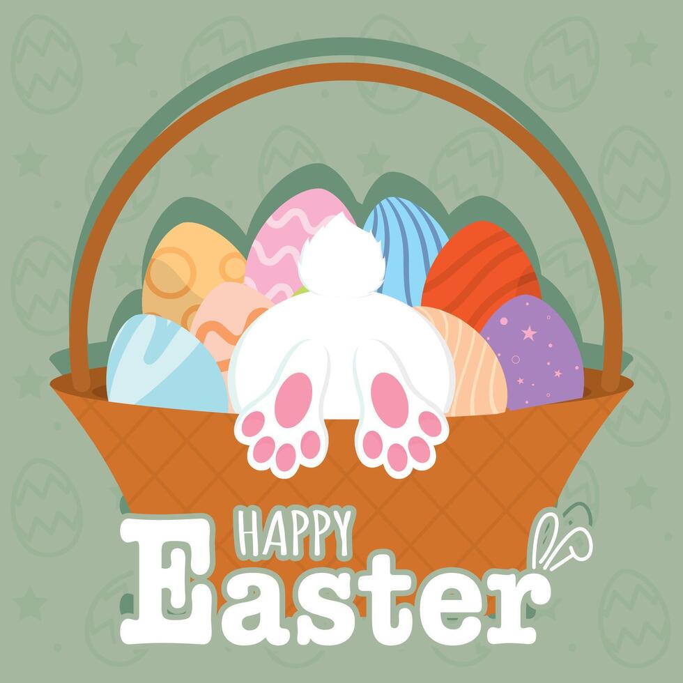 Happy easter card Cute bunny Vector illustration