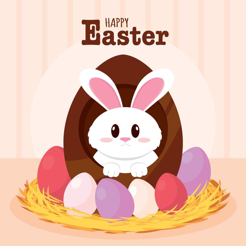 Happy easter card Cute bunny Vector illustration
