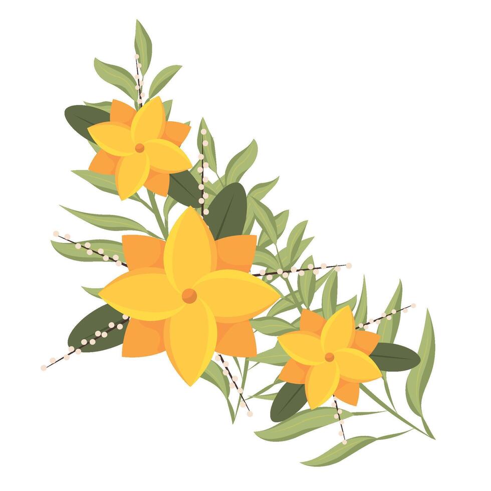 Colored flowers Spring season Vector illustration