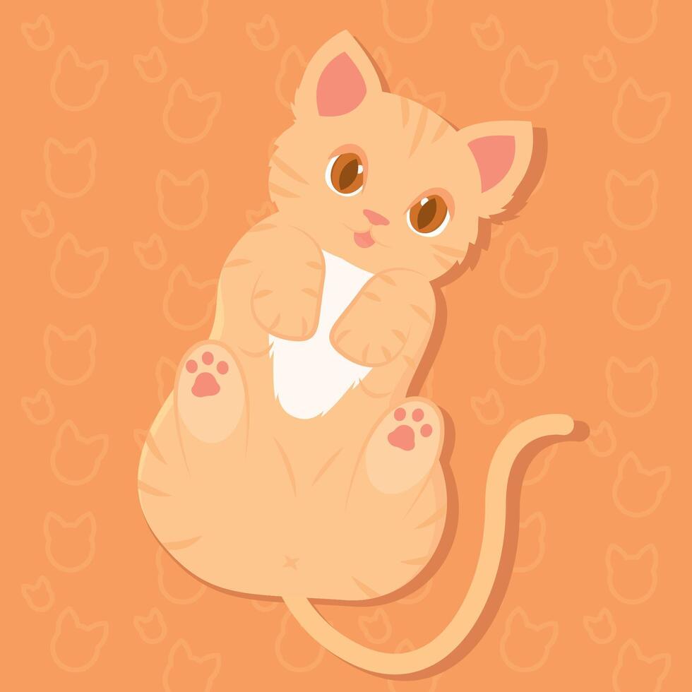 Cute cat cartoon kawaii Vector illustration