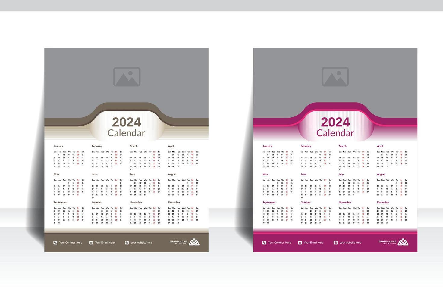 corporativo y moderno completar 12 meses, anual calendario diseño con espacio para tu imagen vector