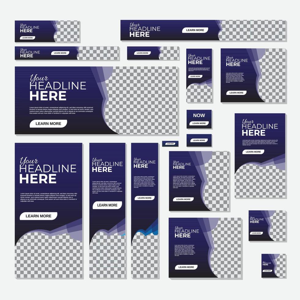 Creative banner design web template bundle Set, Vertical, horizontal and square vector