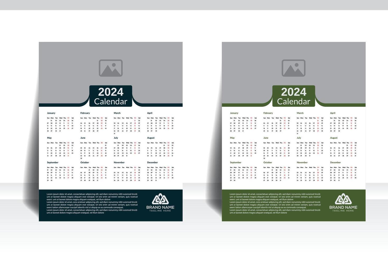 Corporate and modern Complete 12 months, yearly calendar design with space for your image vector