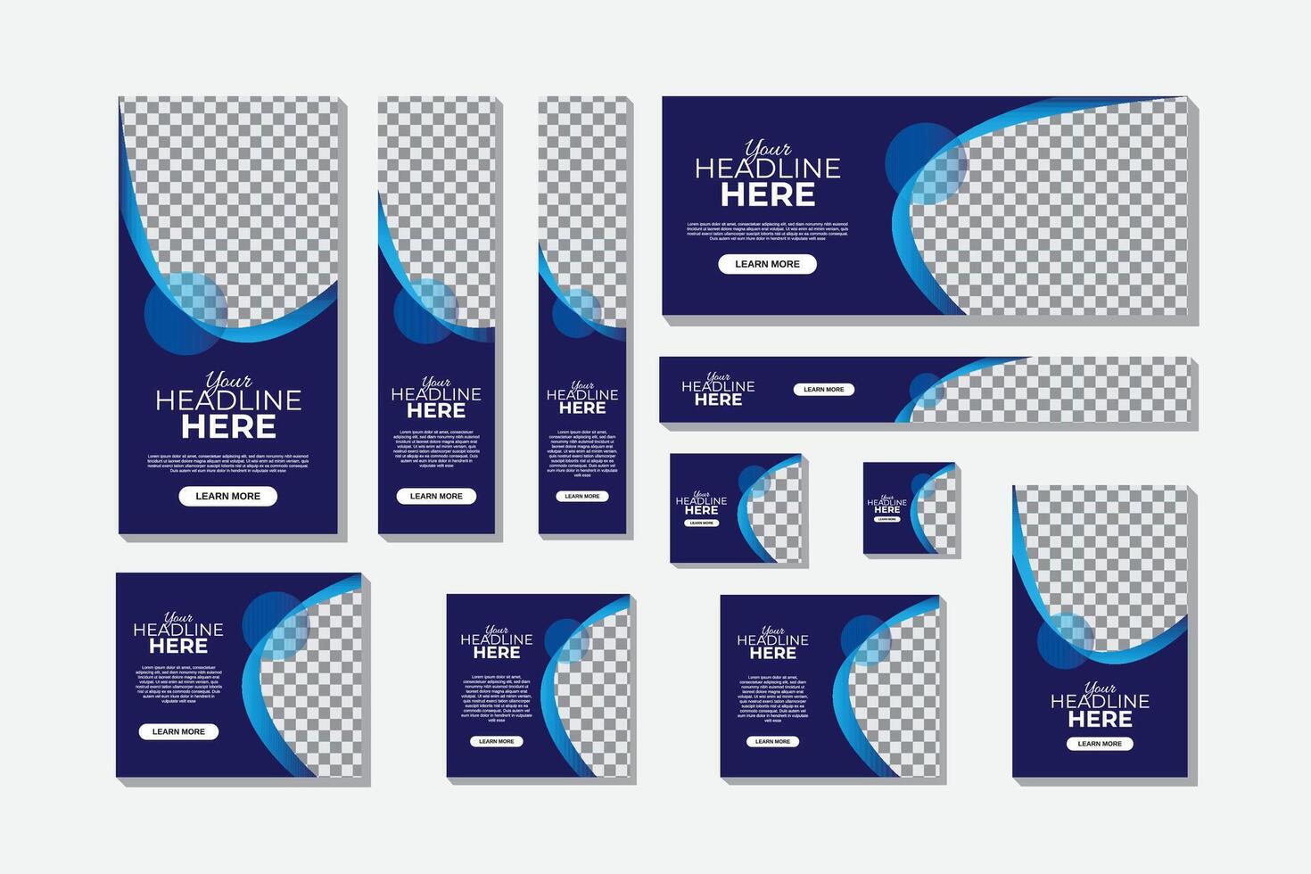 Creative design Abstract and Geometric banner design web template Set, Horizontal header web banner vector