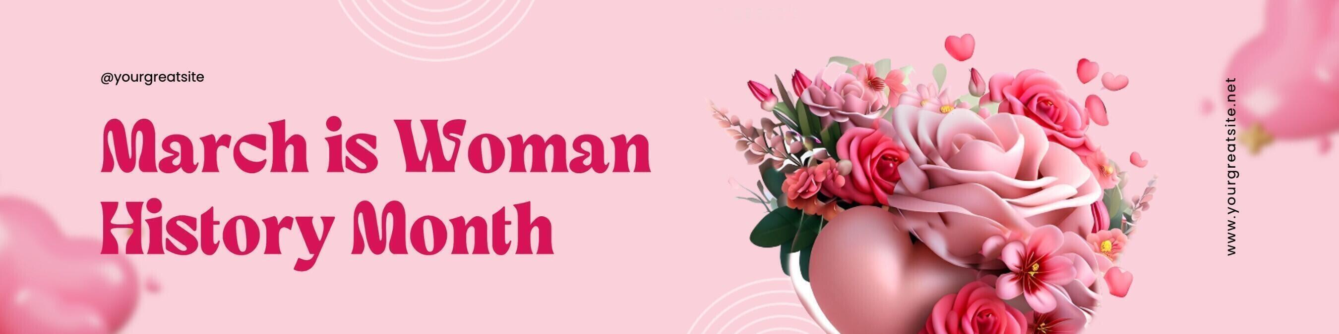 pink woman history month linkedin banner template