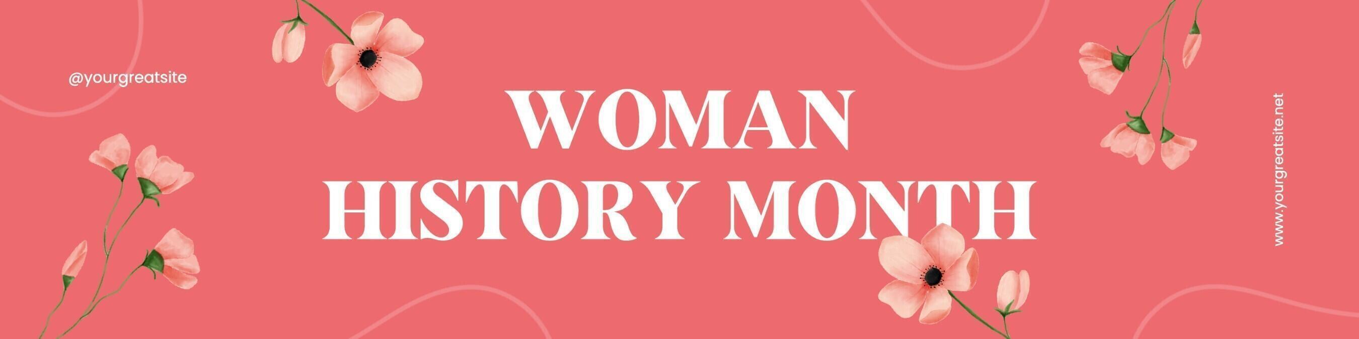 pink flower woman history month linkedin banner template