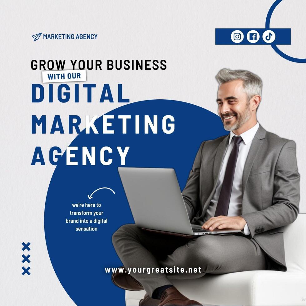 Blue Grey Professional Business Marketing Instagram Post template