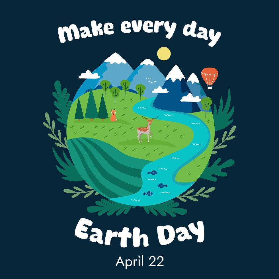 Happy Earth Day Banner. Illustration of  Happy Earth Day banner for celebrating environmental safety. vector