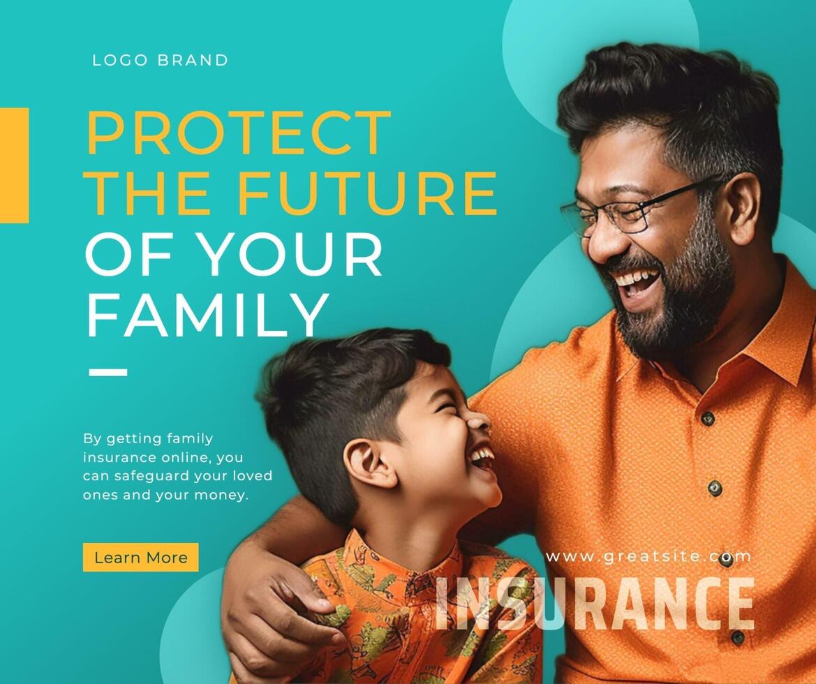 Blue Minimalist Family Insurance Facebook Post template