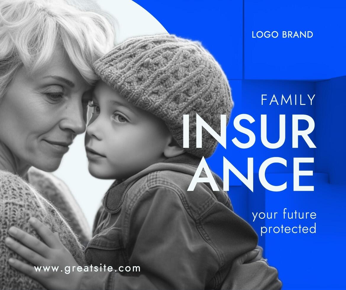 Blue Modern Family Insurance Facebook Post template