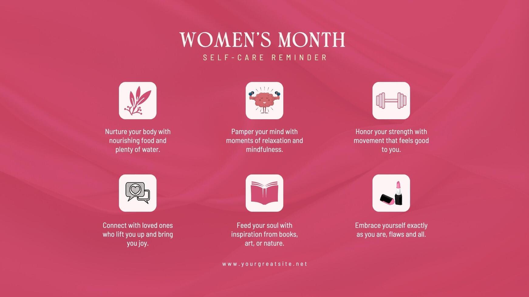 Pink Simple Women's Month Tips Twitter Post template