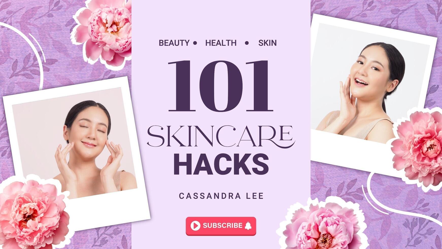 Skincare Hacks Vlog Youtube Banner Design template