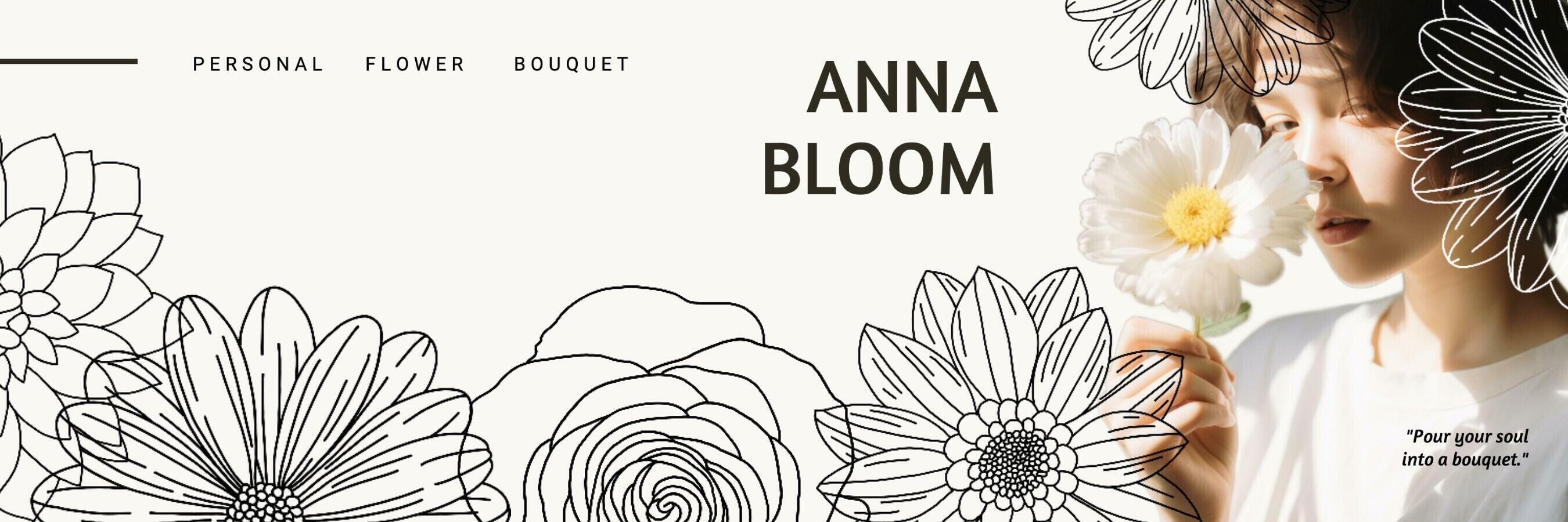 Personal Branding Template with Monochrome Floral for Twitter Header