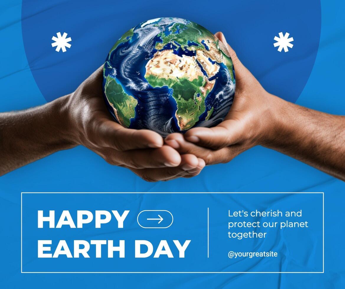 blue modern earth day facebook post template