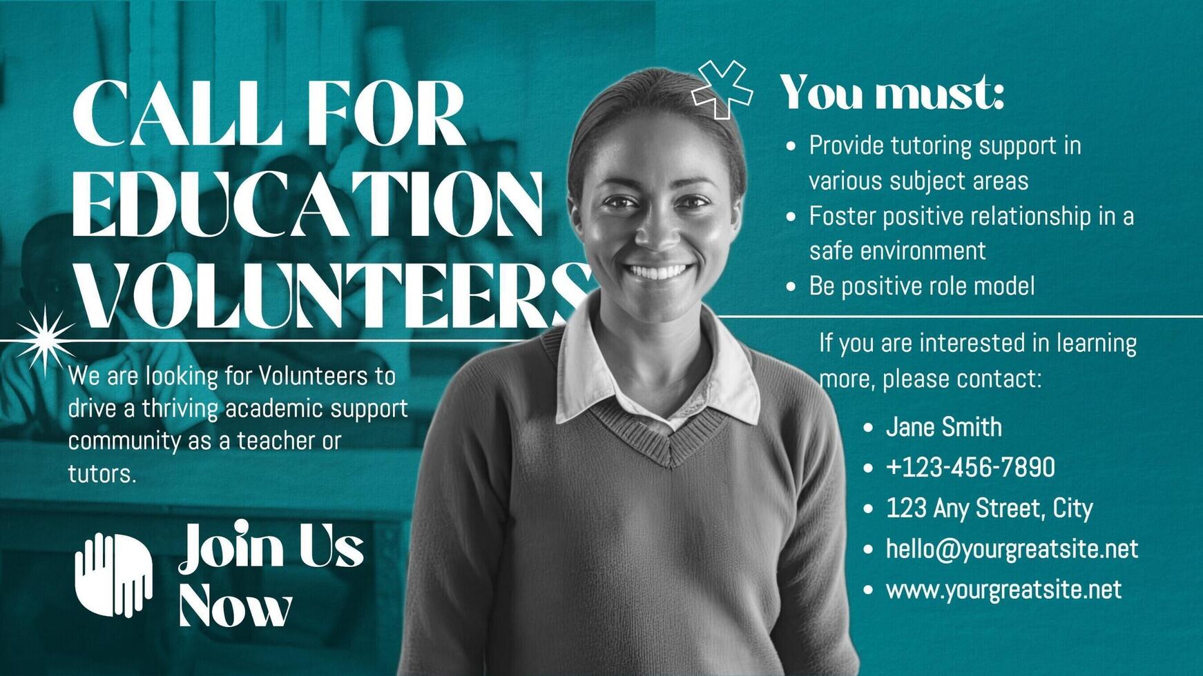 Call for Education Volunteers Template for Twitter Post