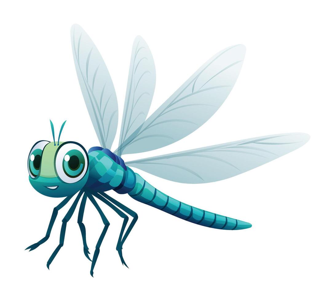 linda libélula dibujos animados vector ilustración aislado en blanco antecedentes