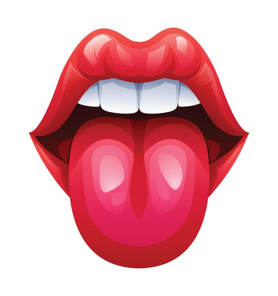 Mouth illustration isolated on white background. Vector cartoon