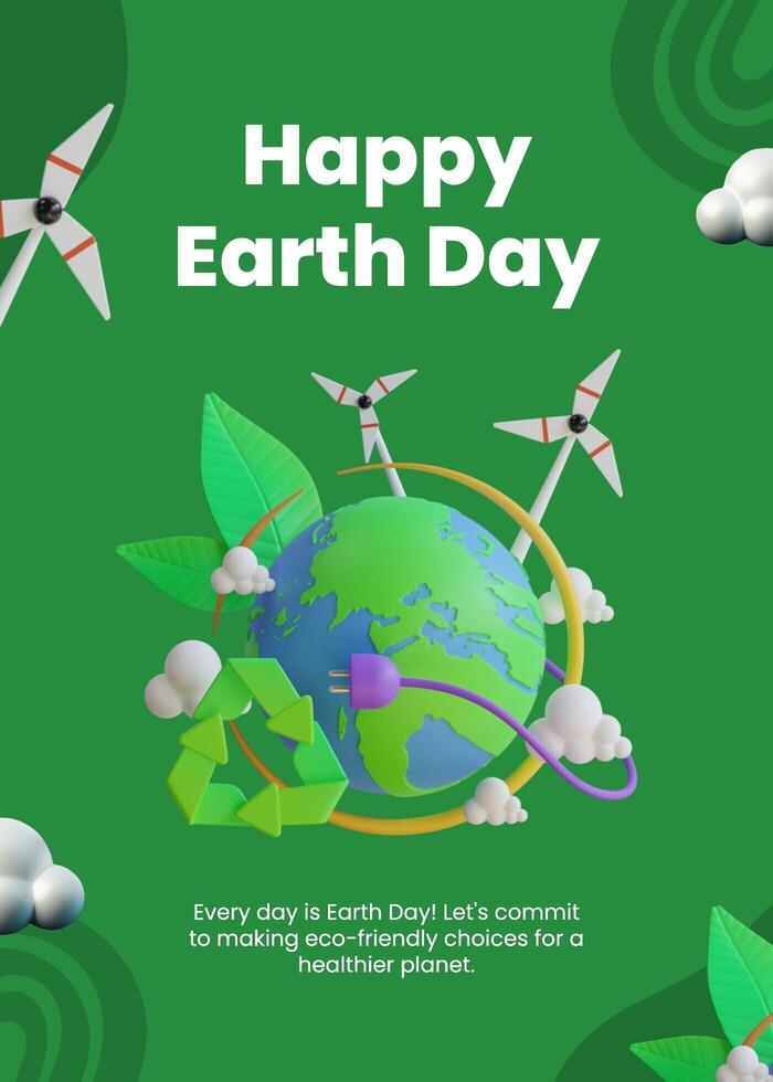 green earth day eco friendly greeting card template