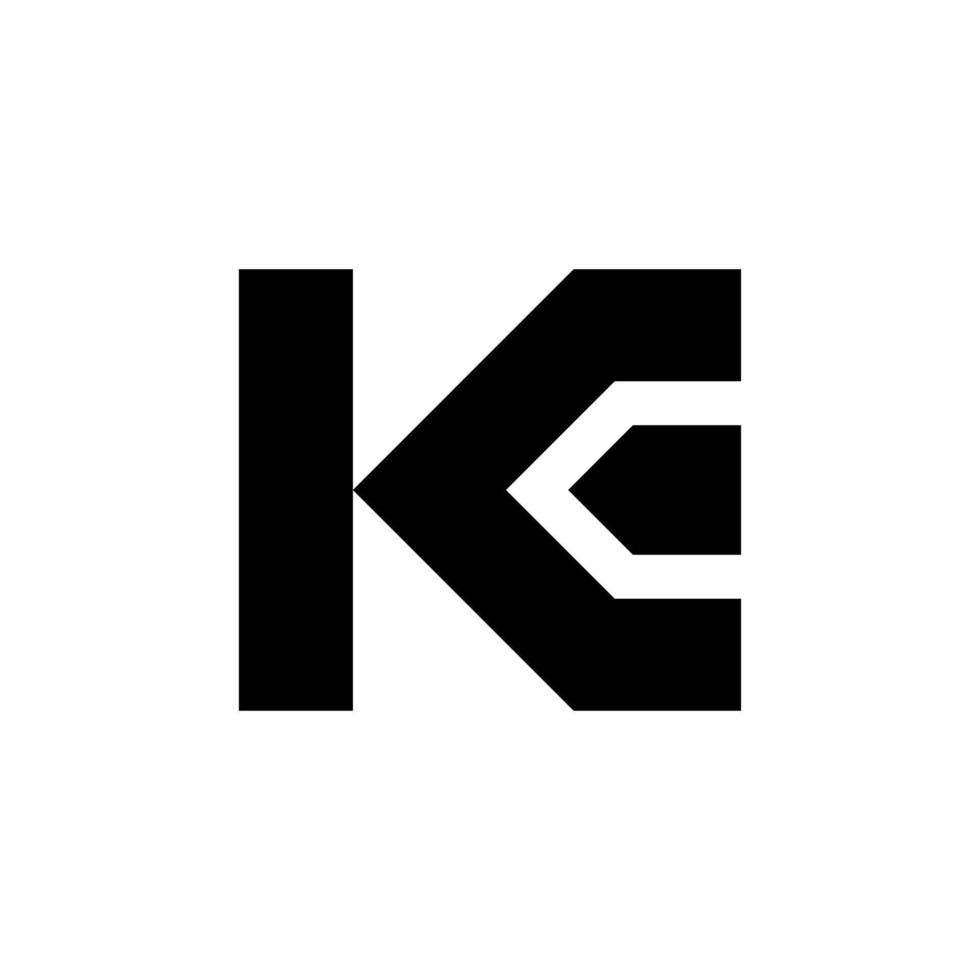 Letter Ke or Ek initial bold shapes with modern unique abstract monogram logo idea vector