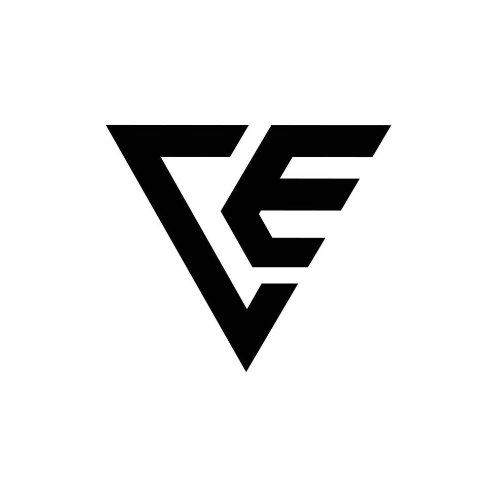 Triangle unique shape letter CE or VC modern monogram sports gaming logo vector