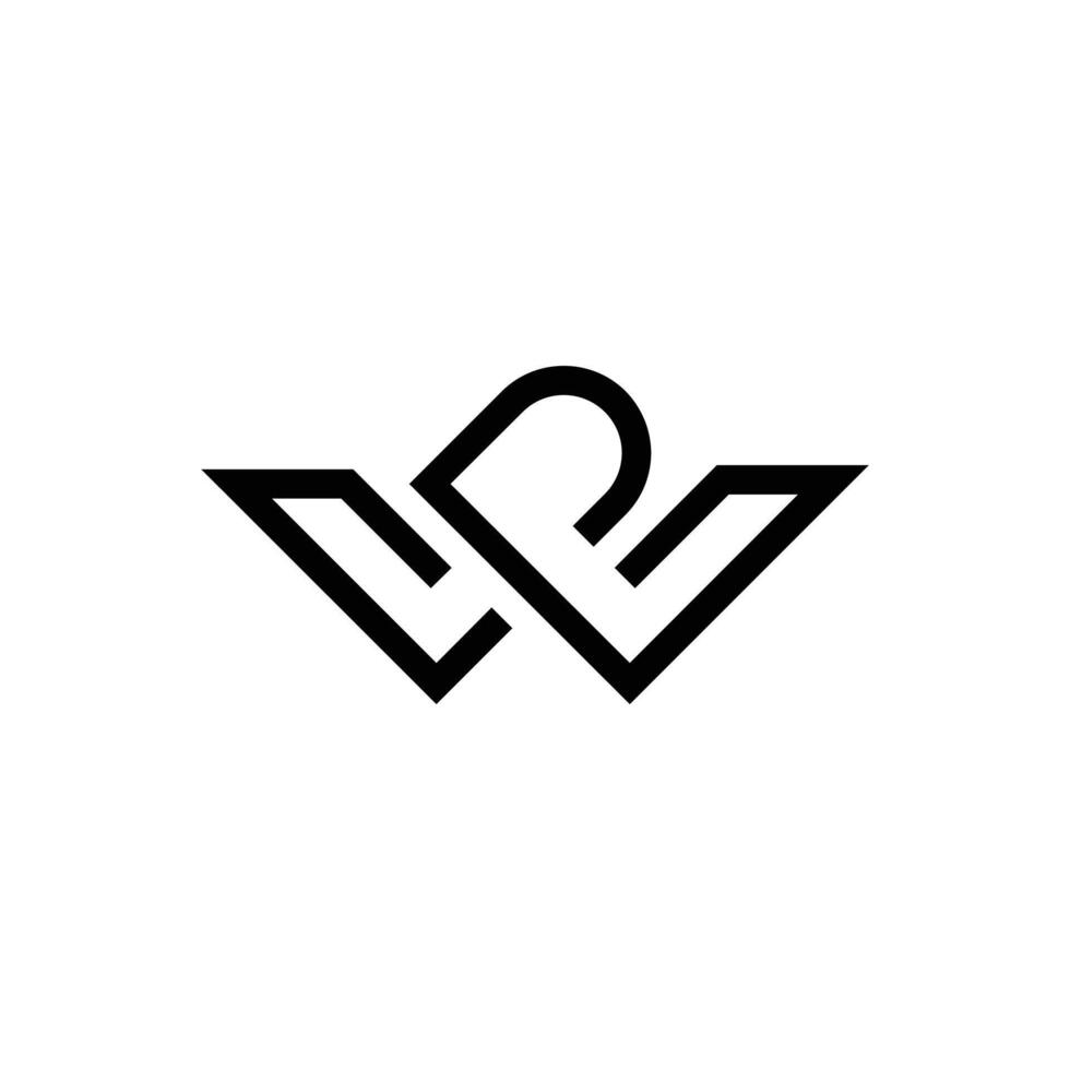 Creative line art letter WP or PW initial elegant shape alphabet fashion logo vector