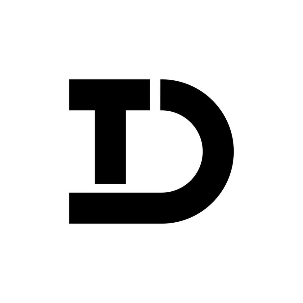 Letter Td simple line shape modern monogram typography unique logo vector