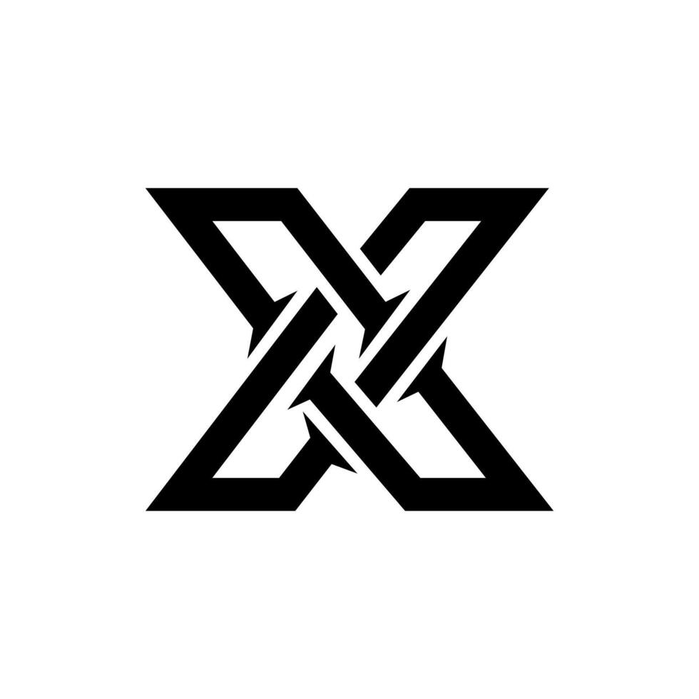 Letter X modern shape with stylish gaming abstract cross logo design vector