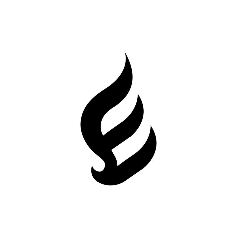 Letter E with modern unique fire shape flat monogram typography logo design idea vector