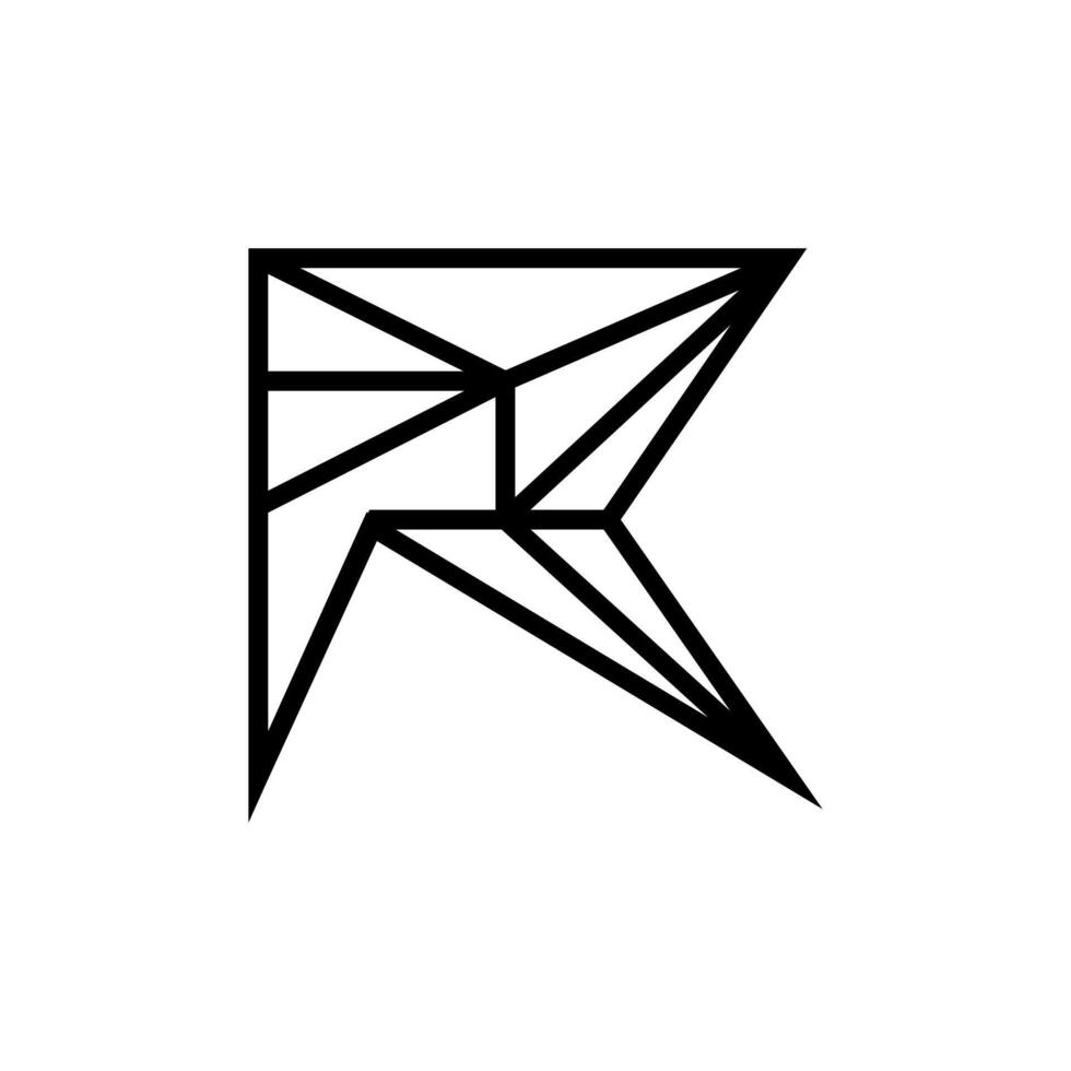 Letter R with diamond cut creative line shape modern flat monogram logo vector