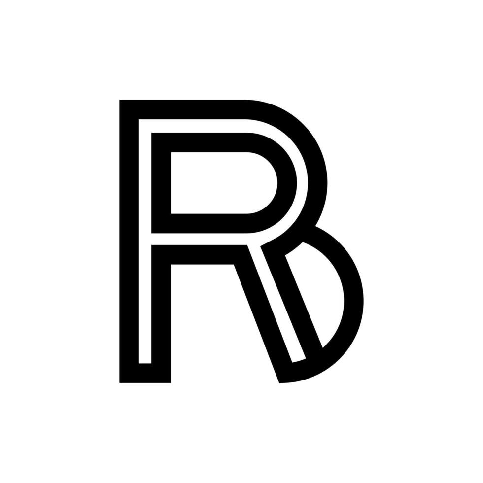 Letter Rb or Br line art creative initial negative space monogram fashion logo idea vector