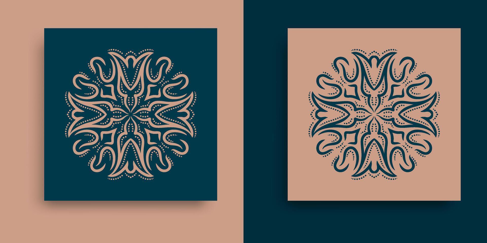 two business cards with ornate designs vector