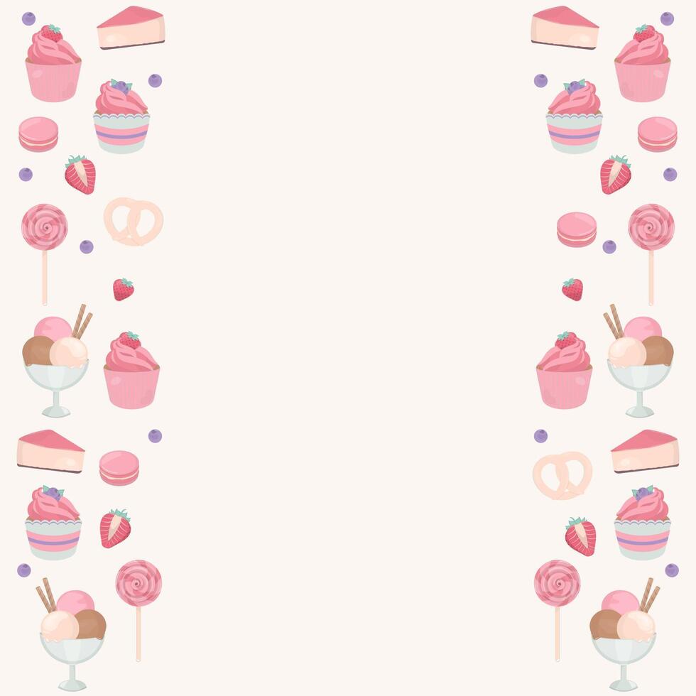 Sweet dessert frame with copy space vector