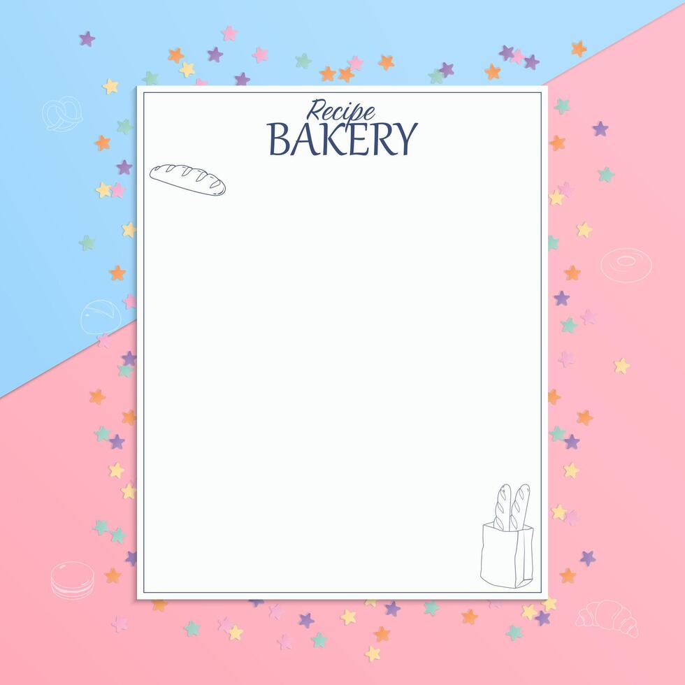 papel Nota pastel antecedentes con panadería línea icono vector