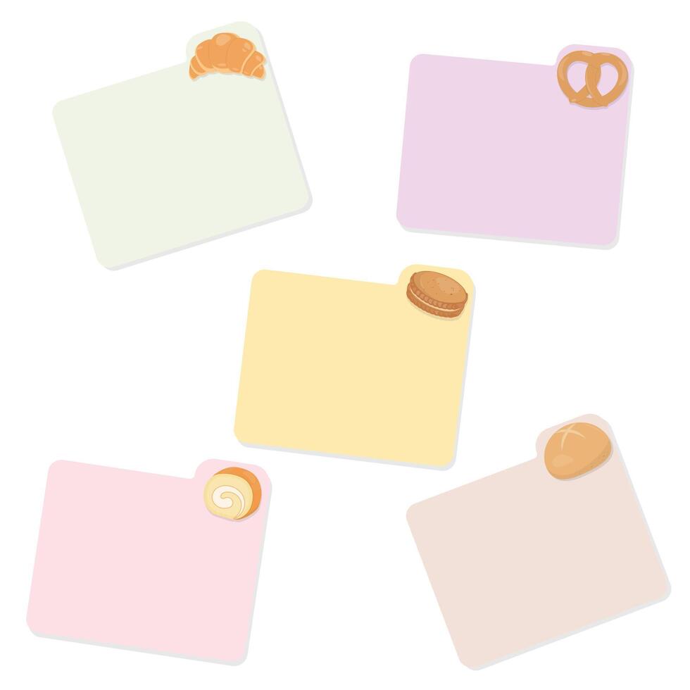 conjunto de panadería icono con Copiar espacio pastel etiqueta vector