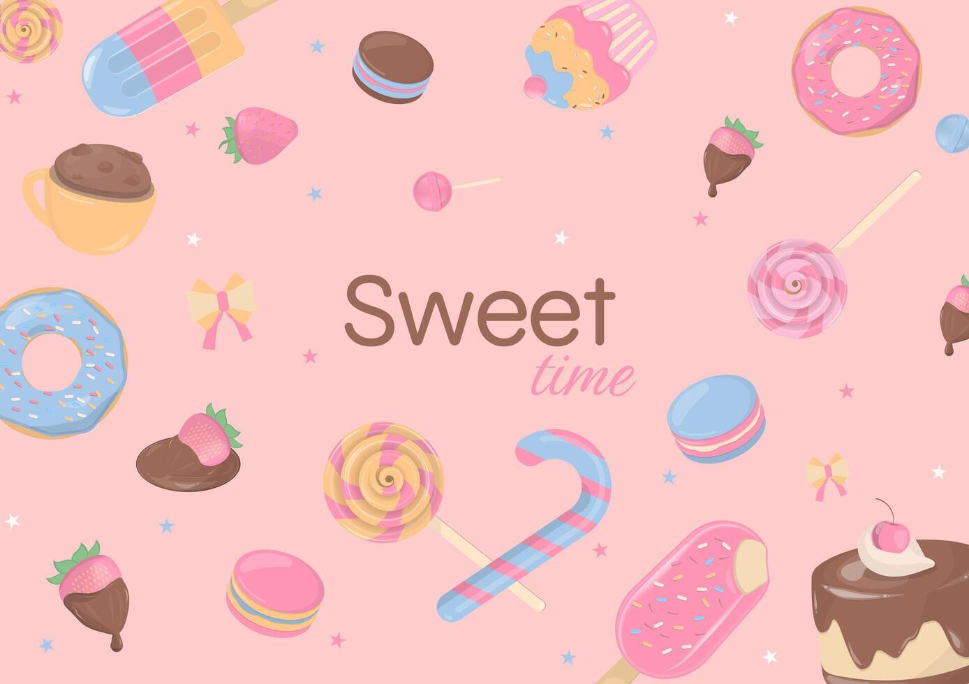 Sweet dessert in pastel color background 41917282 Vector Art at Vecteezy