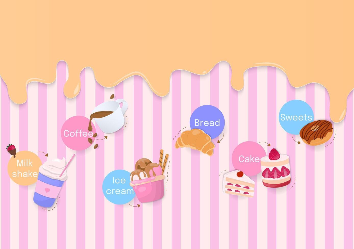 Bakery banner with dripping liquid on striped background vector